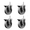 Service Caster 5 Inch Semi Steel Wheel Swivel 34 Inch Threaded Stem Caster Set with Brake SCC SCC-TS20S514-SSS-PLB-34212-4 - alternate 1